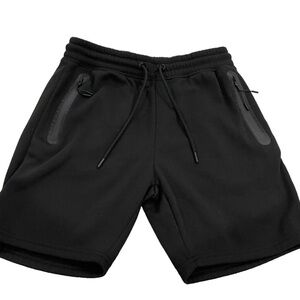 THLETEX Men's Sweat Shorts; Zippered Pockets; Black; Size S